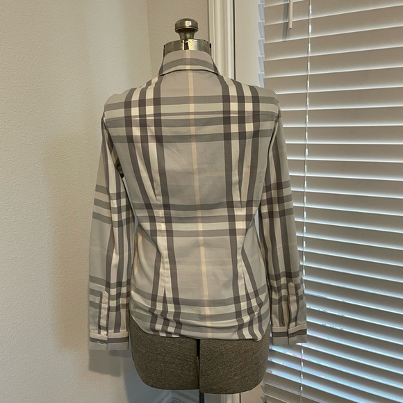 LIM ED Burberry Authentic Women Gray Tones Long Sleeve Button Down Shirt - Picture 3 of 12